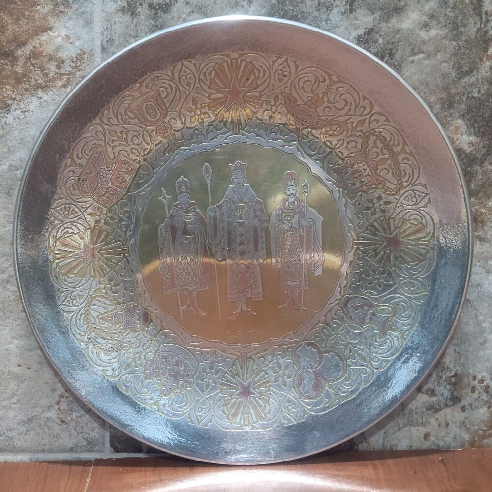 Reed & Barton Damascene Decorative Metal Silver Plate Christmas 1971